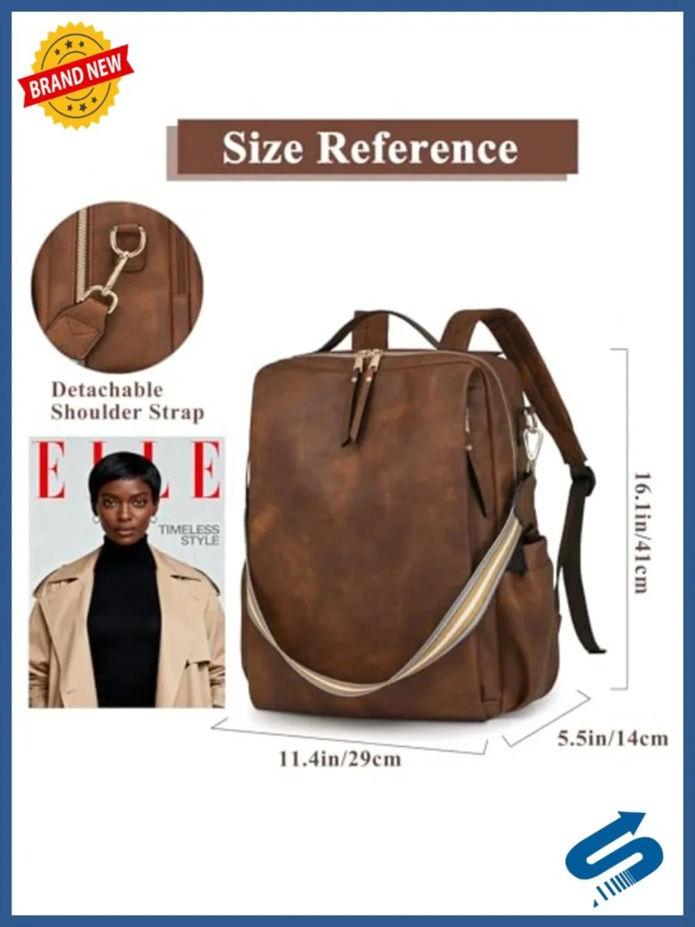 Large Convertible Travel Backpack Purse for Women Faux Leather Laptop Bag